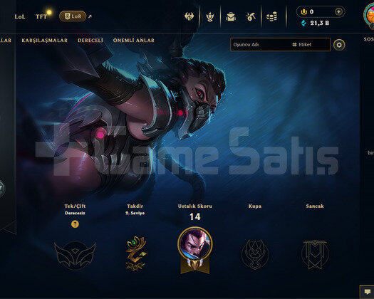 TR Unranked | 1 Kostüm - 18 Hero | LoL Hesap