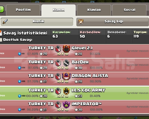 10 LEVEL TÜRKÇE İSİMLİ KLAN HARİKA KLAN EKİBLİ