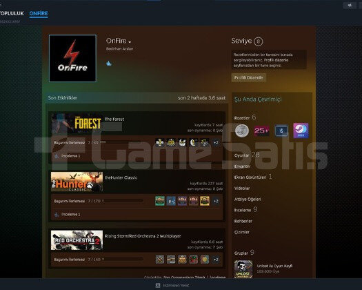 Steam uyguna güzel hesap