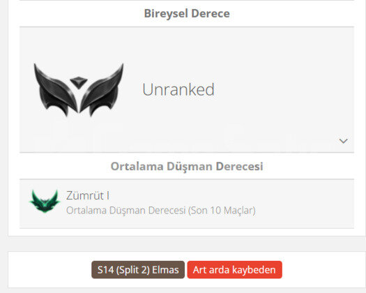 GEÇEN SEZON ELMAS / DERECELİ HAZIR / EUW