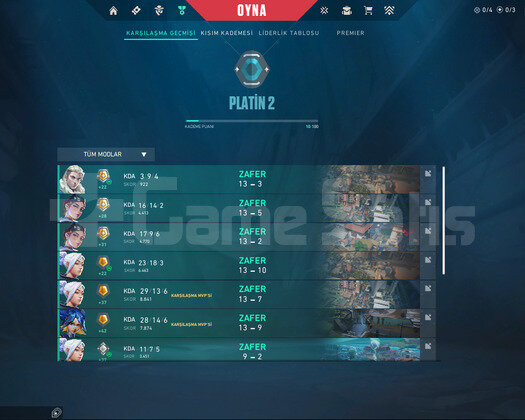 TR + PLATİN 2 + MAİL DEĞİŞEN + ULTRA YÜKSEK MMR