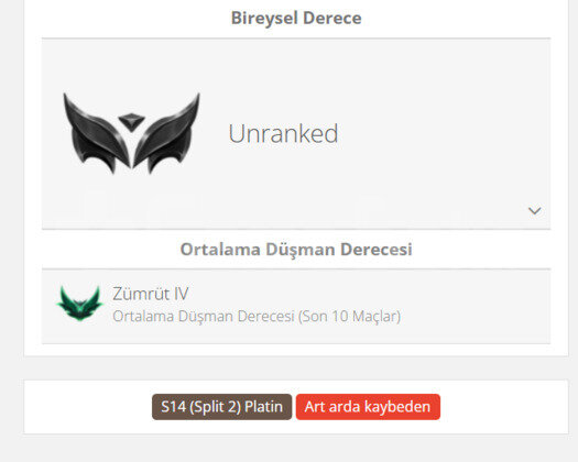 GEÇEN SEZON ZÜMRÜT / DERECELİ HAZIR / EUW