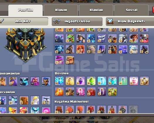 TEK ELDEN TEMİZ FULL CLASH OF CLANS HESABI