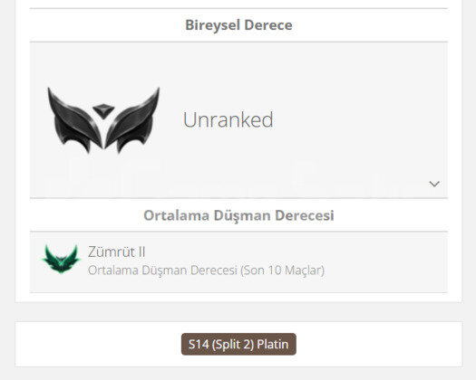 GEÇEN SEZON ZÜMRÜT / DERECELİ HAZIR /EUW