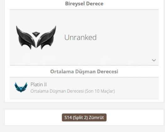 GEÇEN SEZON ZÜMRÜT / DERECELİ HAZIR / EUW
