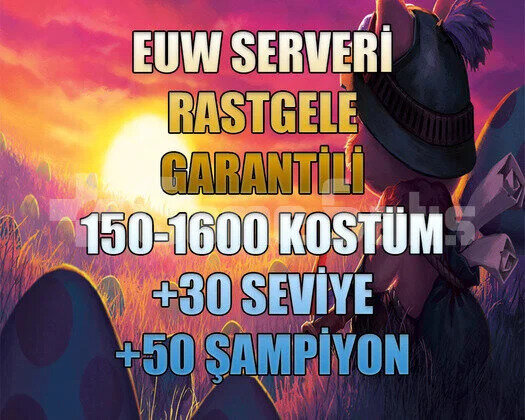 EUW 150-850 SKİN GARANTİLİ LOL RANDOM HESAP
