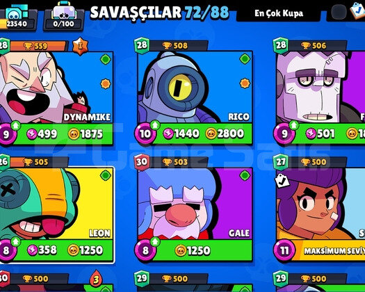 Brawl Stars 70 Karakter 20K Üstü Süper Ötesi
