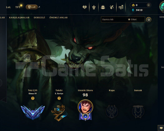 EUW DİA 4 +66 WR CEZASIZ +30 LP GAİN HESAP
