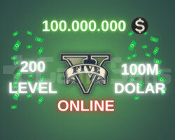 GTA Online 100M DOLAR +200 LVL Full Unlock+ bonus