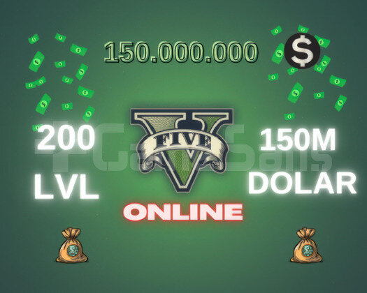 GTA Online 150M DOLAR +200 LVL Full Unlock+ bonus