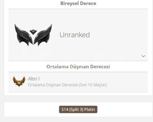 GEÇEN SEZON PLAT / DERECELİ HAZIR / EUW