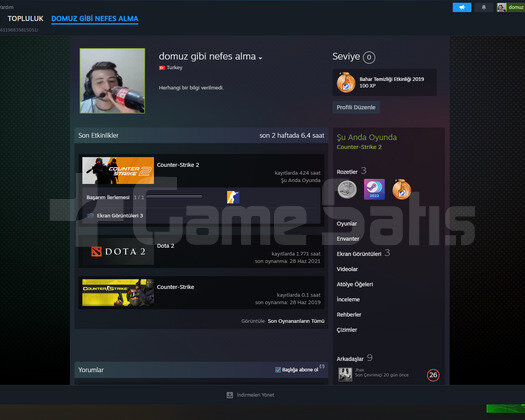 Steam Ukrayna Uyruklu Seçkinli CS 2 Hesabı