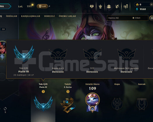 LOL EUW PLAT 3 80WR SMURF HESAP