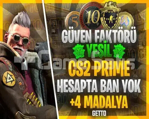 CS2 Prime | 4 Madalya | Yeşil Faktör + Garanti