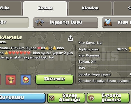 19,5 Level 9 Seviye başkent usta lig klan