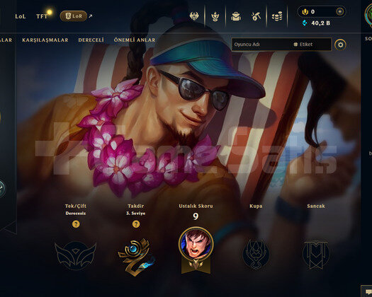 EUW Unranked | 1 Kostüm - 40K Mö | LoL Hesap