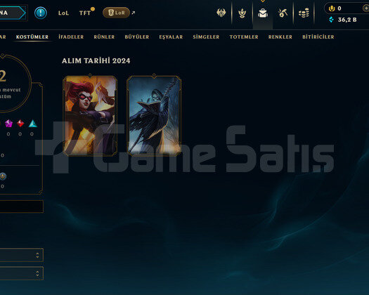 TR Unranked | 2 Kostüm - 36K Mö | LoL Hesap