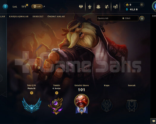 EUW PLATİNUM 3 + 45K MAVİ ÖZ +38 LP GAİN HESAP