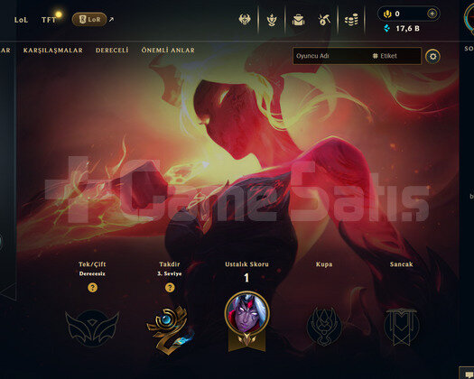 TR Unranked | 1 Kostüm - 17K Mö | LoL Hesap