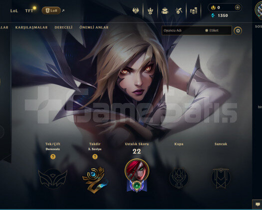 LOL TR 37 LVL 5 SKİN UNRANKED HANDMADE HESAP