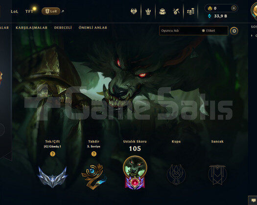 LOL EUW GÜMÜŞ 10 SKİN 94 LVL HESAP