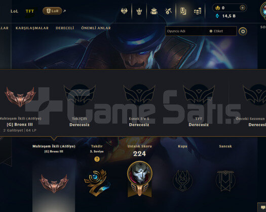 LOL TR 37 LVL 5 SKİN UNRANKED ŞİFRE DEĞİŞMEZ