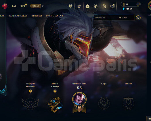 TR Geçen Sezon Plat | 7 Kostüm - 36 Hero | LoL Hes