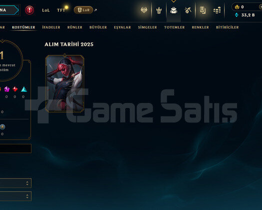 TR Zümrüt 3 | 1 Kostüm - 33K Mö | LoL Hesap