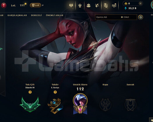 TR Zümrüt 3 | 1 Kostüm - 33K Mö | LoL Hesap