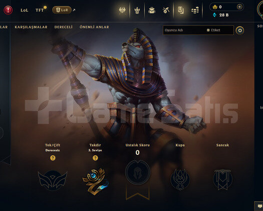 TR Unranked | 1 Kostüm - 28K Mö | LoL Hesap
