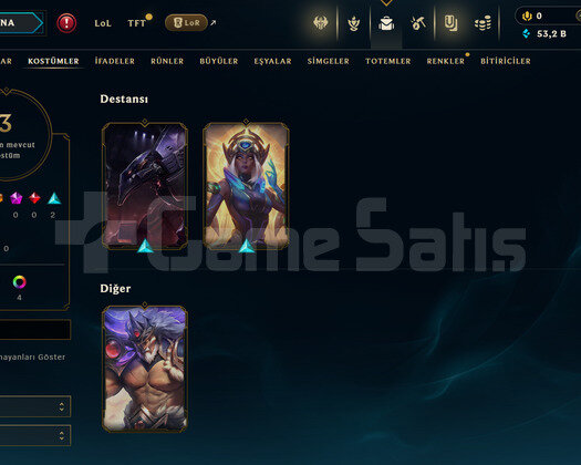 TR Unranked | 3 Kostüm - 53K Mö | LoL Hesap