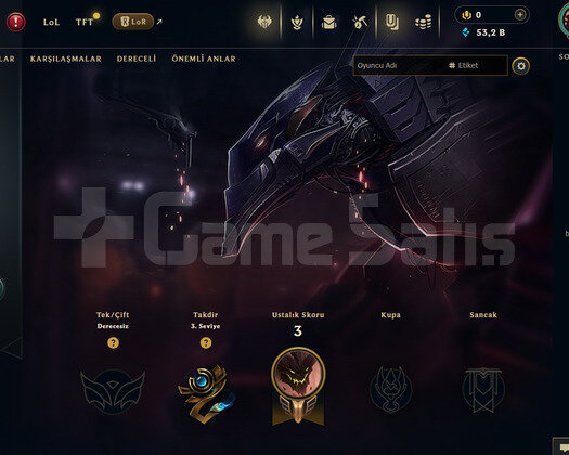 TR Unranked | 3 Kostüm - 53K Mö | LoL Hesap