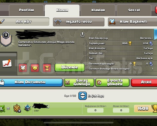 9.5 LVL KLAN SİTENİN EN UCUZ FİYATI ACİL SATILIK