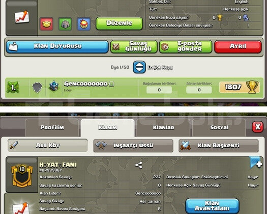 İsmi değişen klan  hemde çok ucuza 18 level