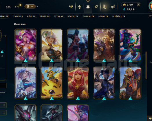 EUW 2780 RP 27 SKİNLİ HESAP - LOL