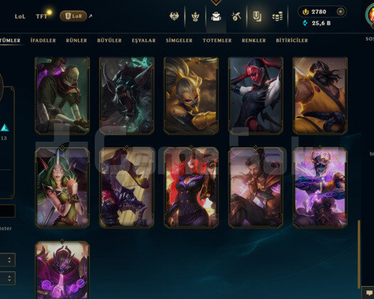 EUW 2780 RP 27 SKİNLİ HESAP - LOL