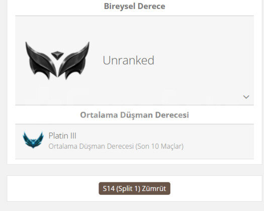 GEÇEN SEZON ZÜMRÜT / DERECELİ HAZIR / EUW