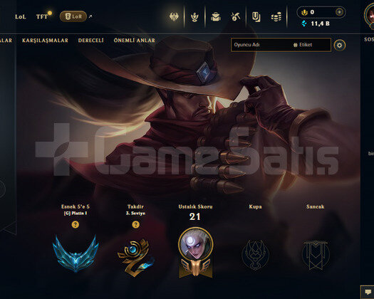 TR PLAT 1 / YASUO SKİNLİ / 11.3K Mavi Öz