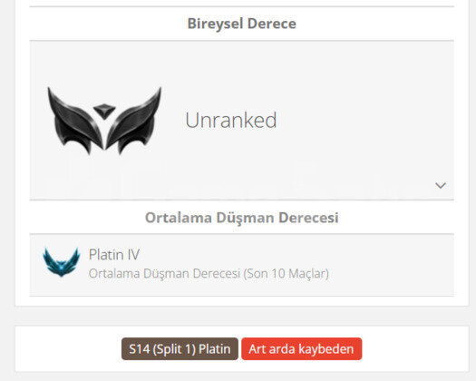 GEÇEN SEZON PLAT / DERECELİ HAZIR / EUW