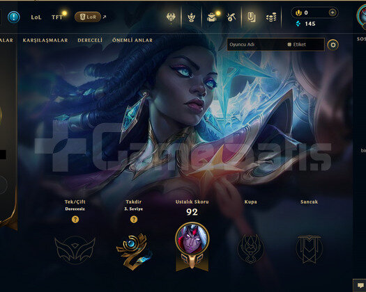 TR Geçen Sezon Gold | 2 Kostüm - 28 Hero | LoL