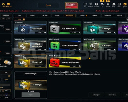 47 Level 78K Materyalli + 445.350 ZPli Hesap