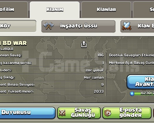 21,8 Level Başkent 9 Savaş Klanı