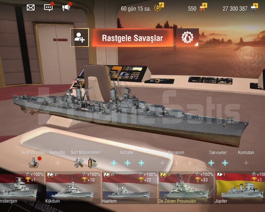 World Of Warships Blitz satılık hesap