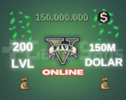 GTA Online 150M DOLAR +200 LVL Full Unlock+ bonus