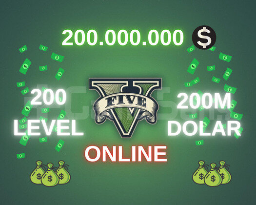 GTA Online 200M DOLAR +200 LVL Full Unlock+ bonus