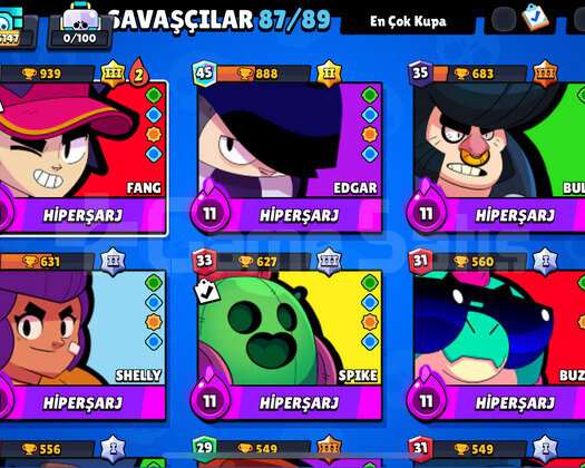 88 KARAKTER+ 150 KOSTÜM+ 120 ELMAS+ 37K KUPA