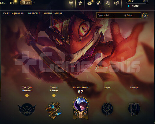 GEÇEN SEZON GOLD / DERECELİ HAZIR / EUW