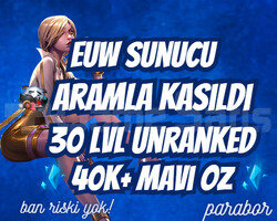 ARAMLA KASILDI ! EUW 40K+ MAVİ ÖZ 30LVL UNRANKED