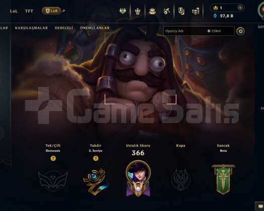 EUW 106 SKİN UNRANKED HESAP - LOL