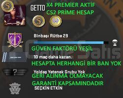 CS2 Prime PREMİER AKTİF | Yeşil Faktör + Garanti